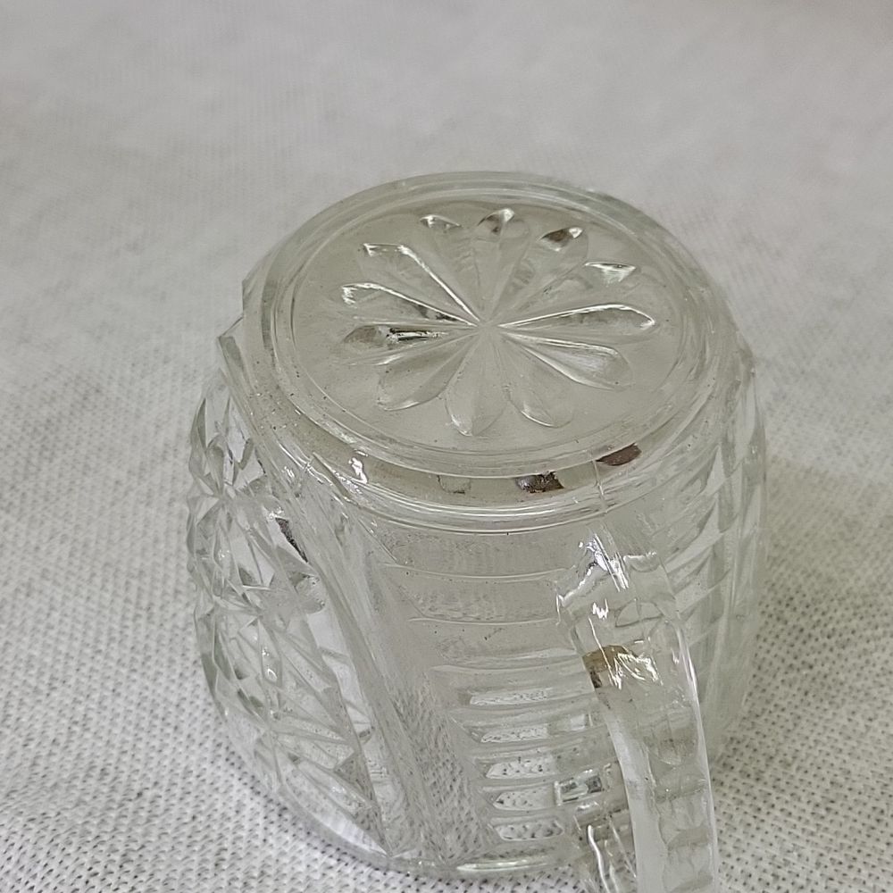 Anchor Hocking Creamer and Sugar Set Stars and Bars Thousand lines Pattern - Picture 4 of 6